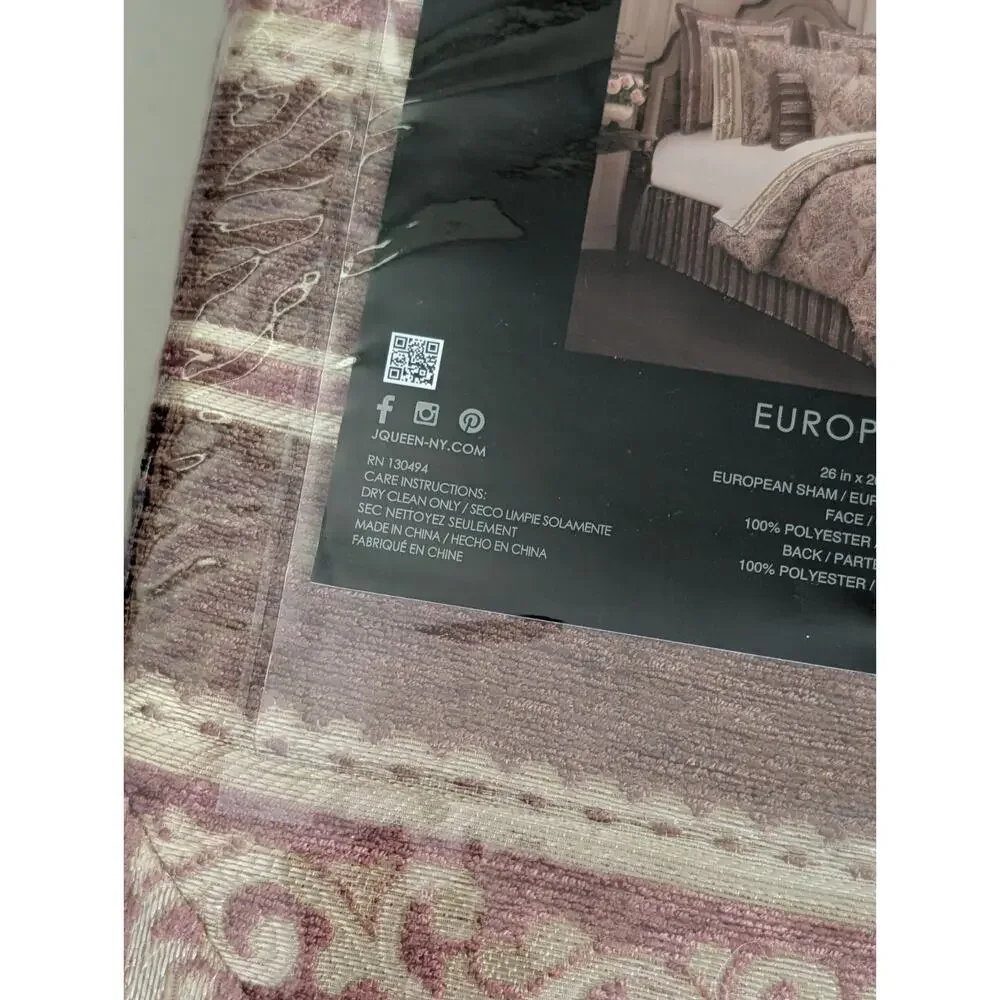 J Queen New York Lupita Woven Chenille Striped Euro Sham New Terracotta 26 x 26
